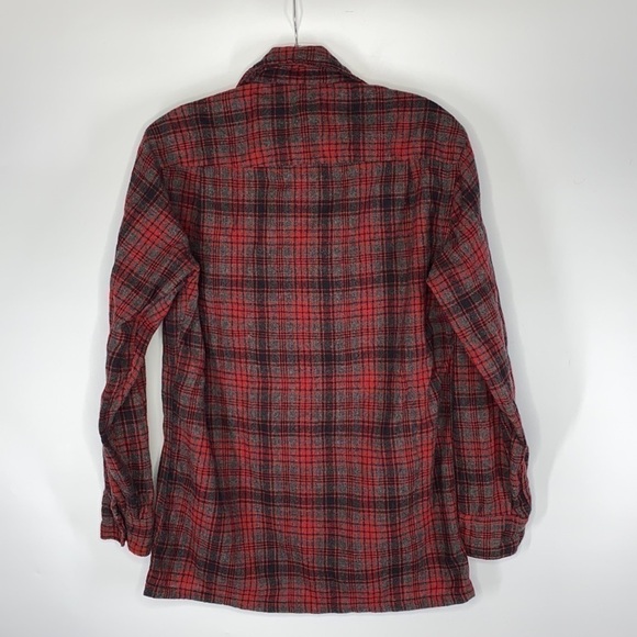 Vintage JCPenney TowncrafT Plus Wool Red Plaid Button Up Shirt - Picture 2 of 5